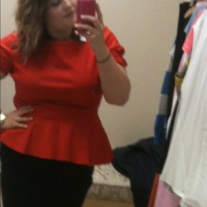 Ellie Tahari Structured Red Top